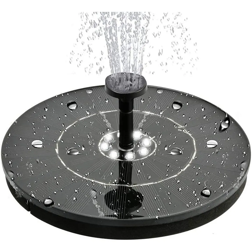 Fuente Luz Solar Led Baño Aves Jardín 4 Boquillas 18cm Diámetro  1