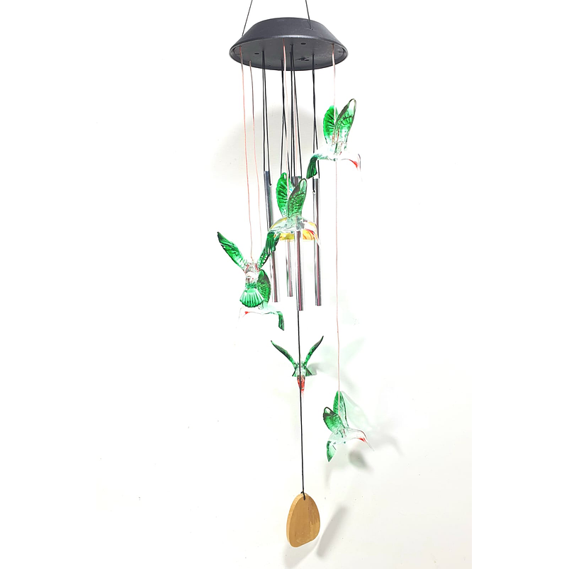 Campana De Viento Jardín 60cm Largo Madera y Aluminio 1