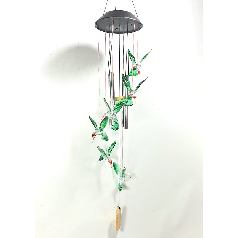 Campana De Viento Jardín 60cm Largo Madera y Aluminio 2