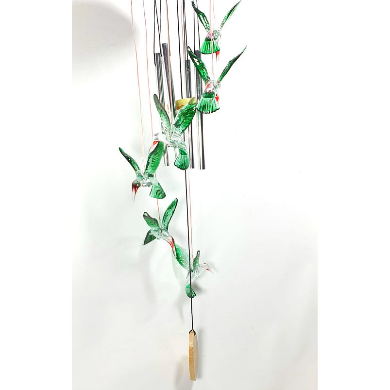 Campana De Viento Jardín 60cm Largo Madera y Aluminio 4