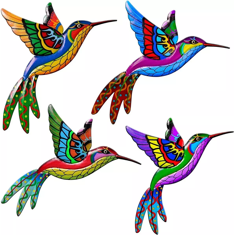 Set Figuras Colibríes x4 Unidades Decorativas Jardín - Pared 1