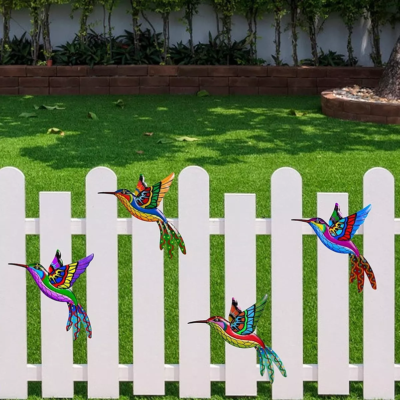 Set Figuras Colibríes x4 Unidades Decorativas Jardín - Pared 4