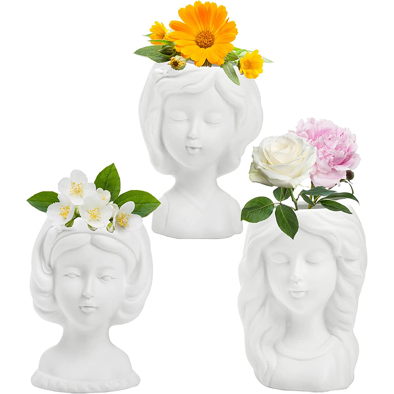 Juego Macetas Cerámica Fina x3 Unidades Cactus y Suculentas 1