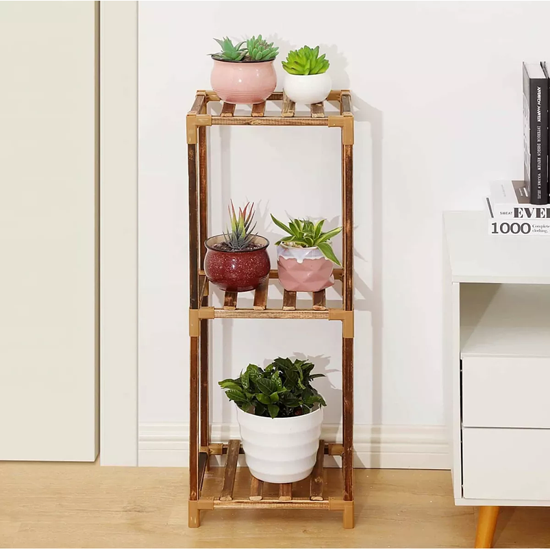 Soporte Macetas en Bambu x3 Niveles 78cm Alto x30cm Ancho 3