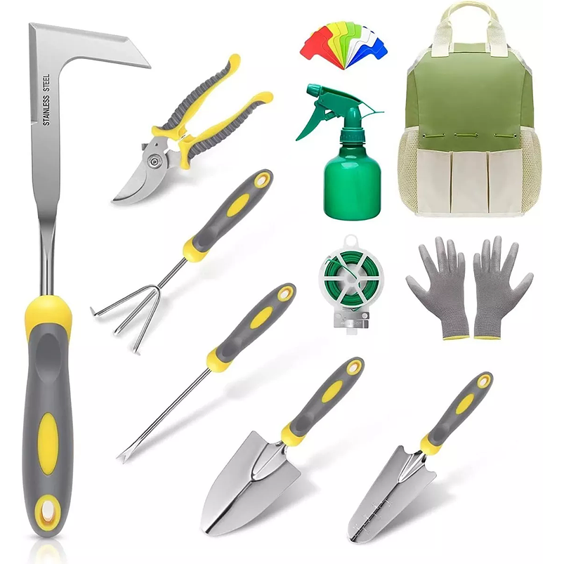 Kit Herramientas Jardinería En Acero x10 Piezas Más bolso 3