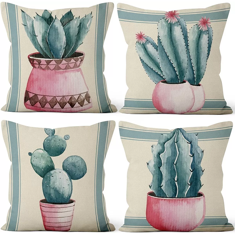 Juego x4 Fundas de Cojines 45cm x 45cm Decorativos Suaves 1