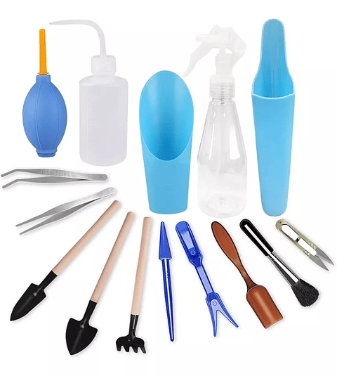 Kit Herramientas Plantas Cactus Suculenta x15 Piezas Azul