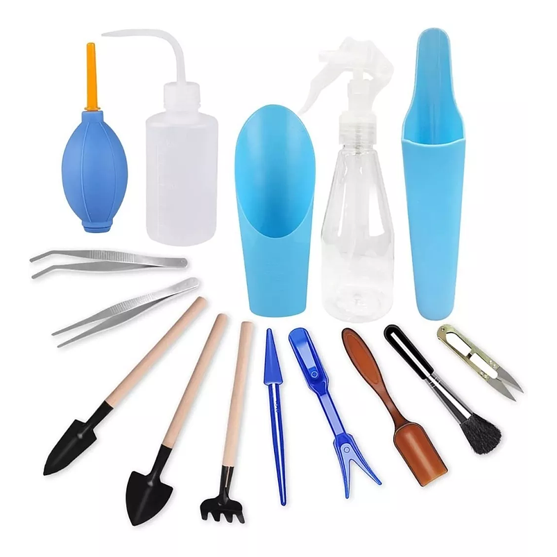 Kit Herramientas Plantas Cactus Suculenta x15 Piezas Azul 1