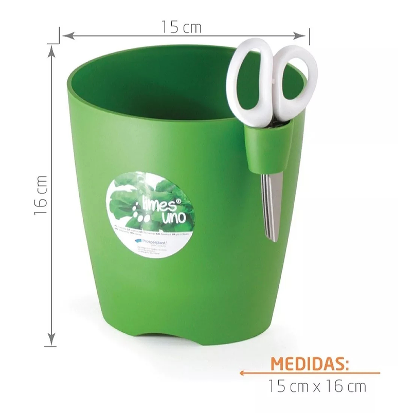 Maceta Plastica Blanco 16cm x 15cm Incluye Tijera 3 Laminas Redonda más Tijeras Blanco 4