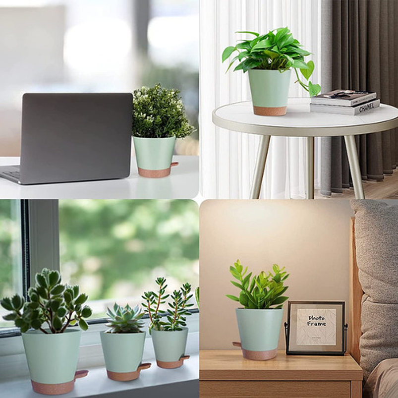 Juego Macetas de Plantas Plástica Sistema Autoriego x5 unidades 3