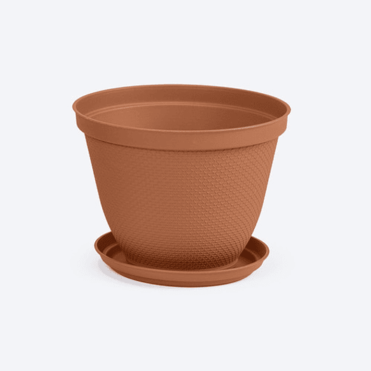 Maceta Plástica de Plantas más plato 30cm Diámetro x23,6cm Alto 13