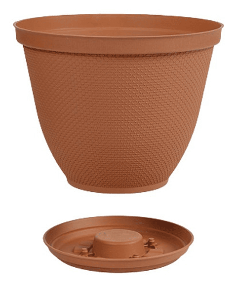 Maceta Plástica de Plantas más plato 30cm Diámetro x23,6cm Alto