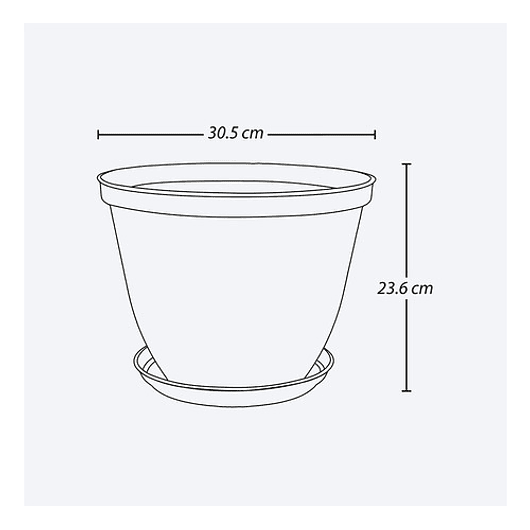 Maceta Plástica de Plantas más plato 30cm Diámetro x23,6cm Alto 5