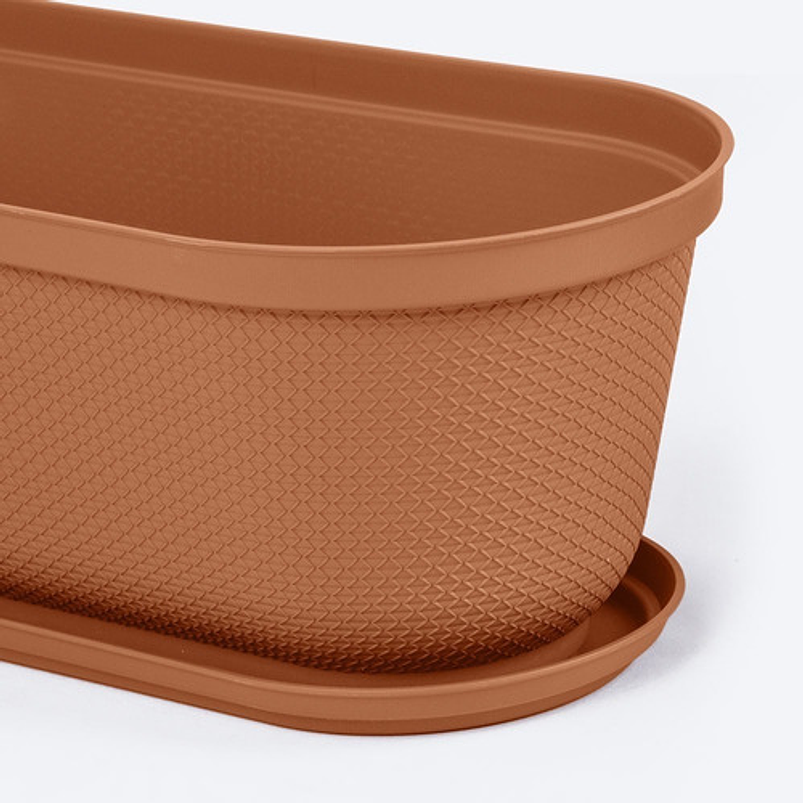Maceta Plástica Jardinera más Plato 40cm Largo x 18cm Alto 15