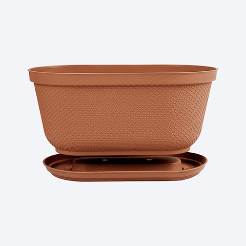 Maceta Plástica Jardinera más Plato 40cm Largo x 18cm Alto