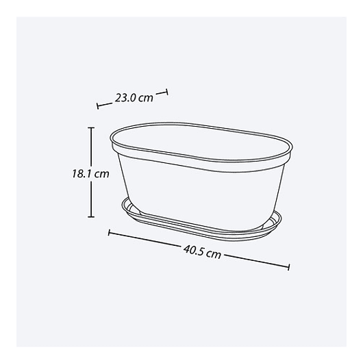 Maceta Plástica Jardinera más Plato 40cm Largo x 18cm Alto 6