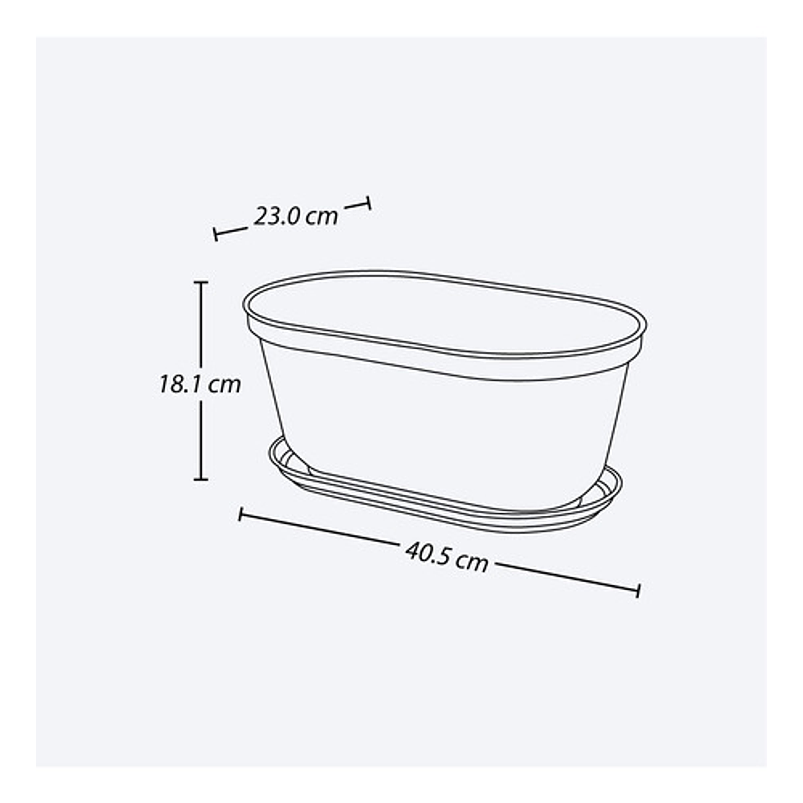 Maceta Plástica Jardinera más Plato 40cm Largo x 18cm Alto 6