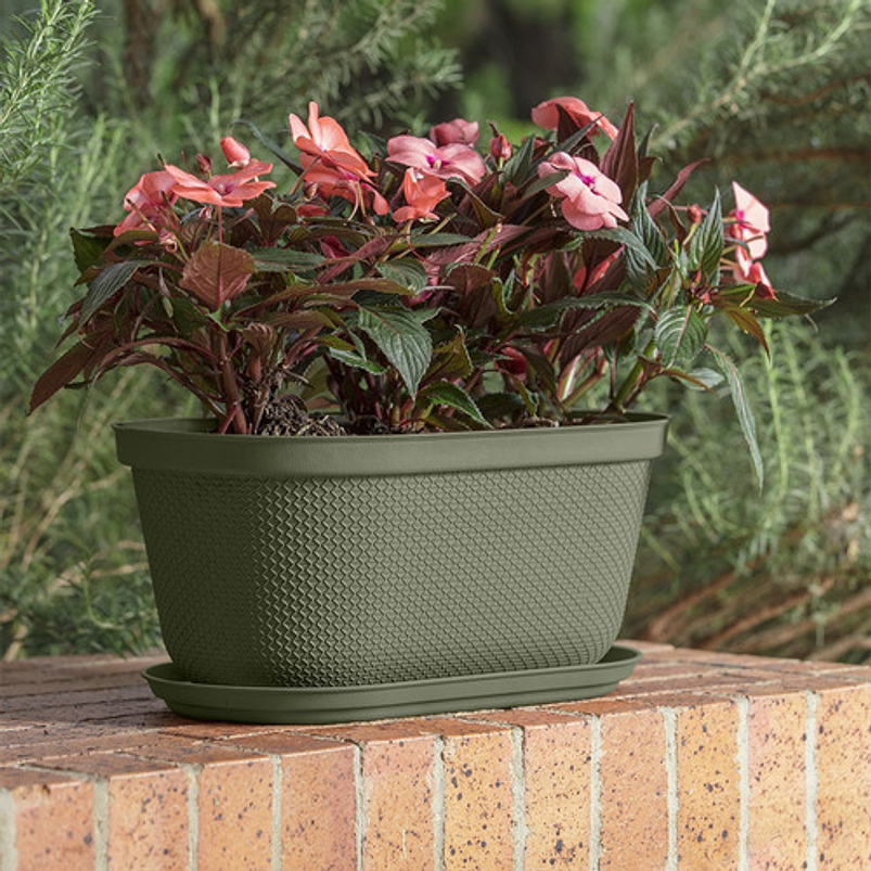 Maceta Plástica Jardinera más Plato 40cm Largo x 18cm Alto 9