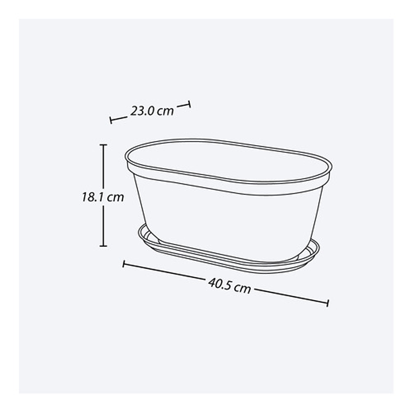 Maceta Plástica Jardinera más Plato 40cm Largo x 18cm Alto 17