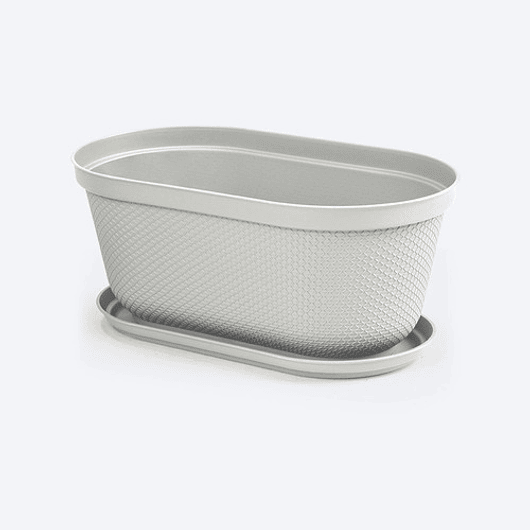 Maceta Plástica Jardinera más Plato 40cm Largo x 18cm Alto 14