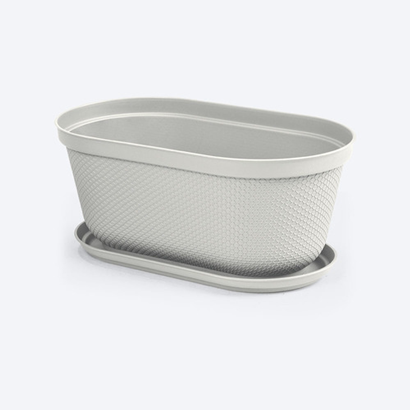 Maceta Plástica Jardinera más Plato 40cm Largo x 18cm Alto 14