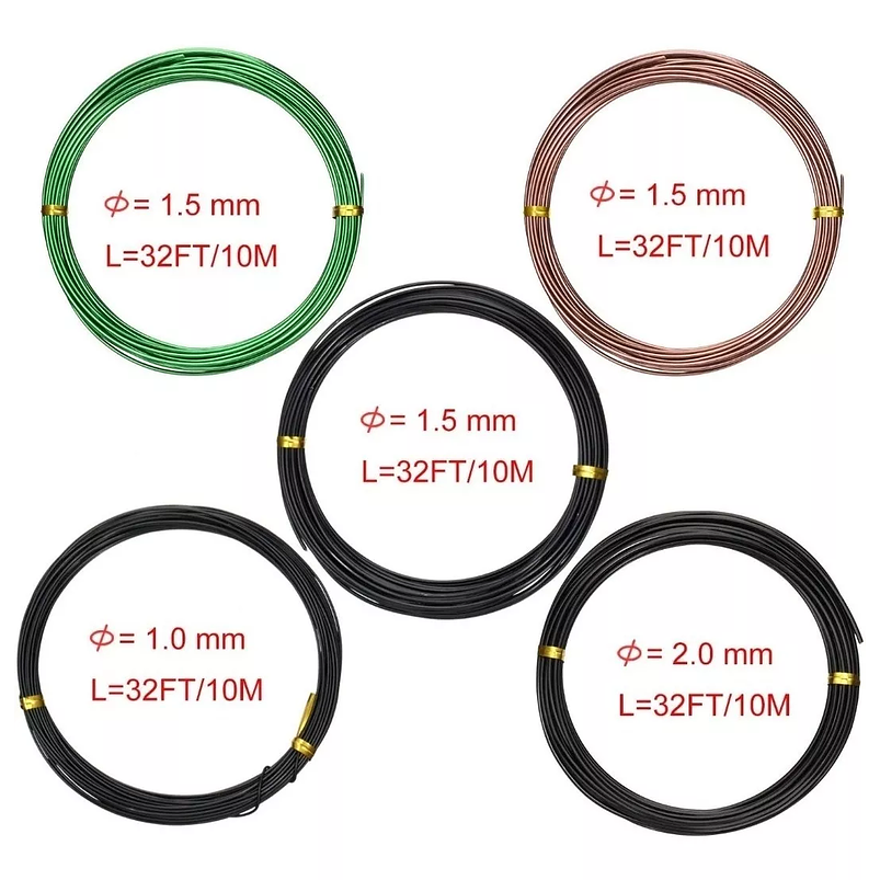 Alambres Entrenamiento Aluminio Bonsai 5 Rollos 2