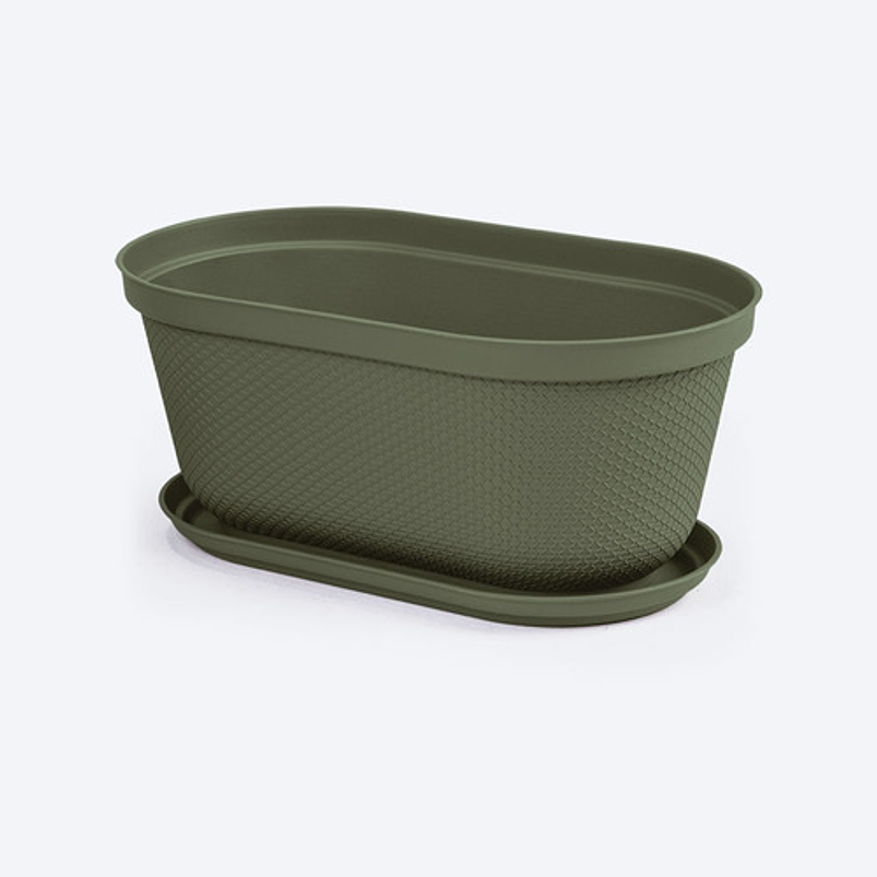 Maceta Plástica Jardinera más Plato 60cm Largo x19,6 Cm Alto 11