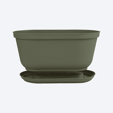 Maceta Plástica Jardinera más Plato 60cm Largo x19,6 Cm Alto
