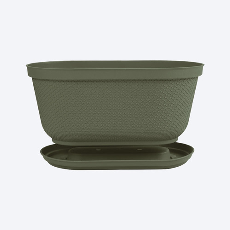 Maceta Plástica Jardinera más Plato 60cm Largo x19,6 Cm Alto 1