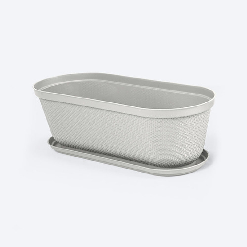 Maceta Plástica Jardinera más Plato 60cm Largo x19,6 Cm Alto 10