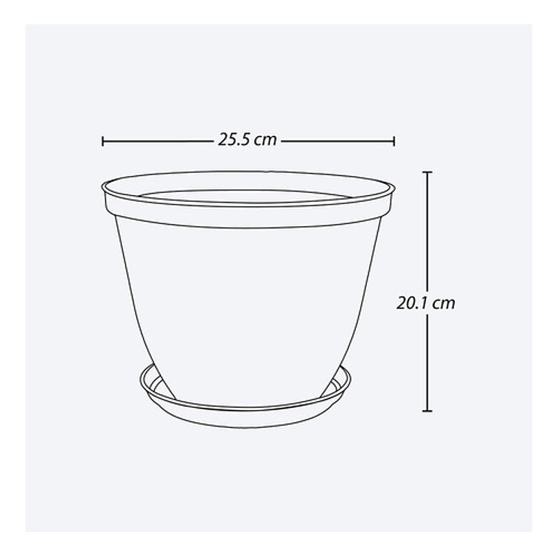 Maceta Plástica De Plantas más Plato 25cm Diámetro x20cm Alto 3