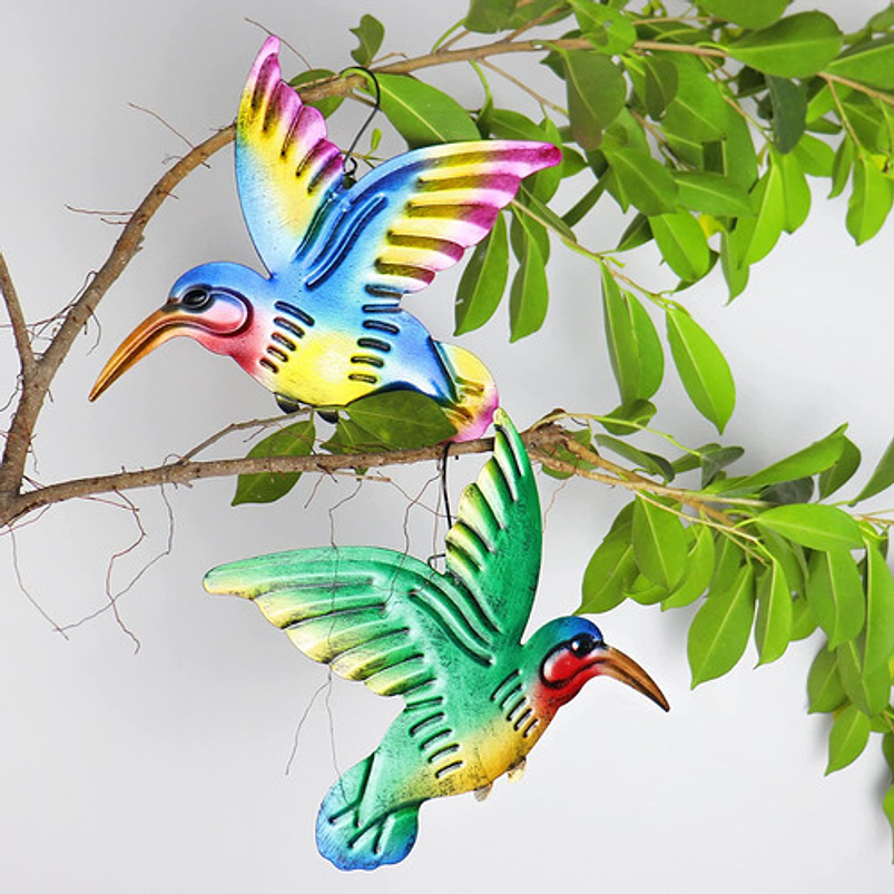 Set Figuras Decorativas Jardín Colibríes x4 unidades de pared 8