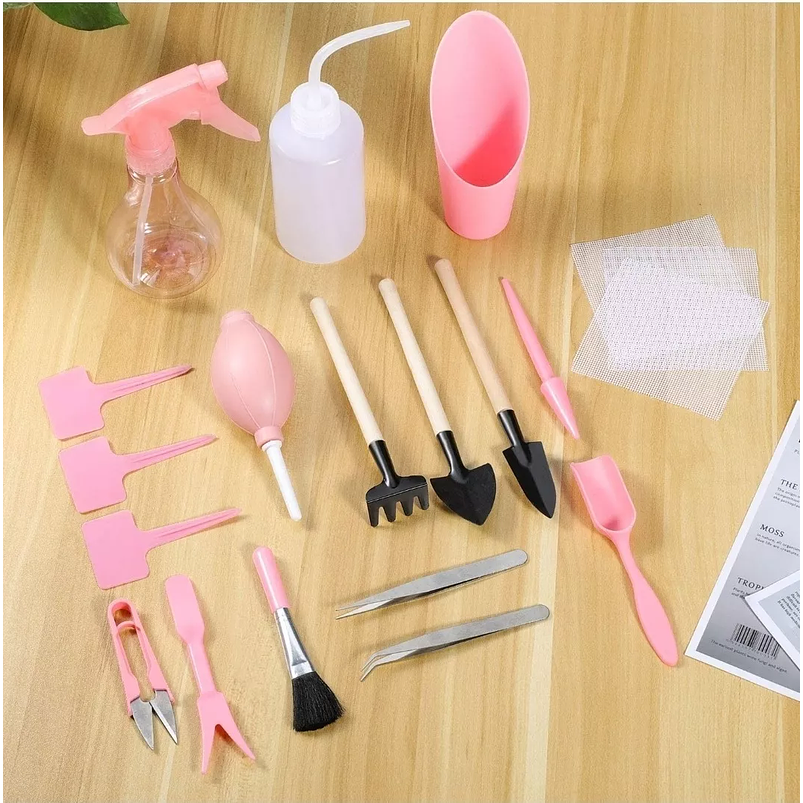 Kit Herramienta Plantas Cactus Suculentax15 Piezas Baby Pink  2
