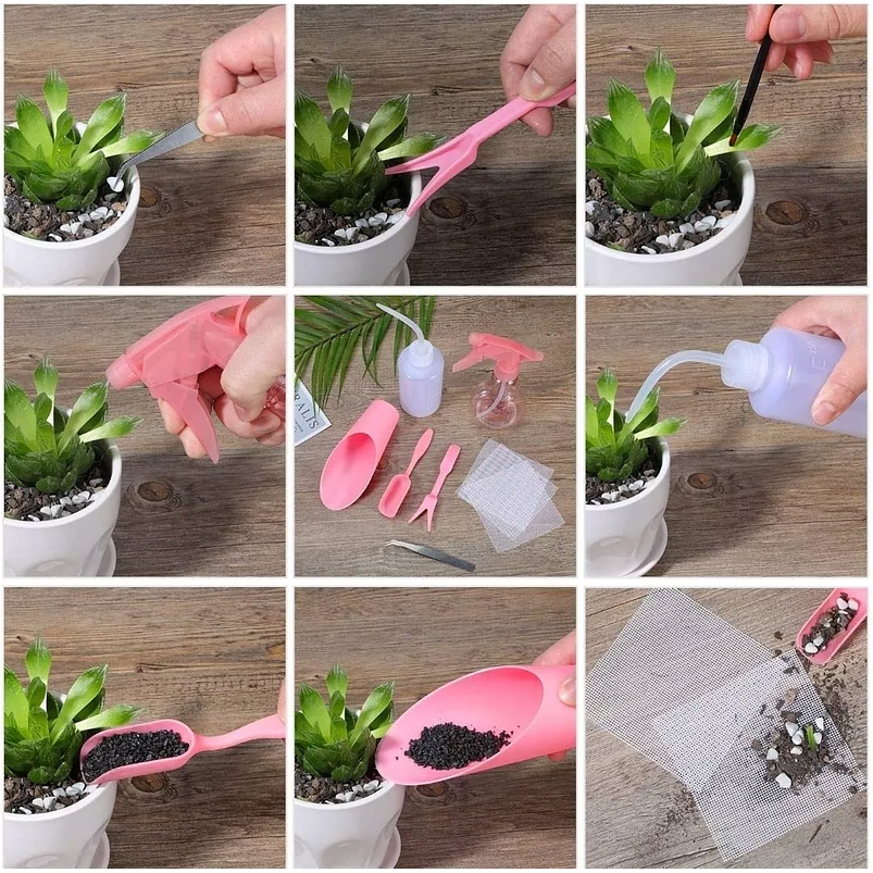 Kit Herramienta Plantas Cactus Suculentax15 Piezas Baby Pink  4