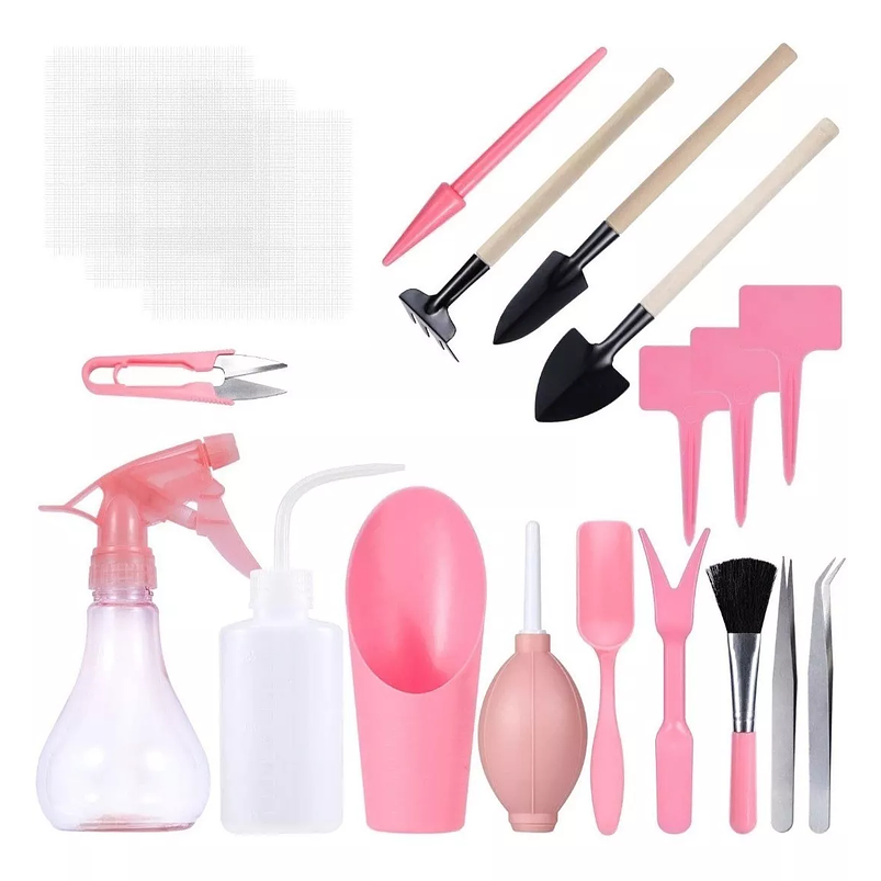 Kit Herramienta Plantas Cactus Suculentax15 Piezas Baby Pink  1