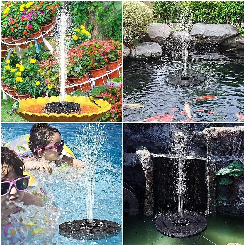 Fuente Luz Solar Y Luz Led Boquilla 3w Baño Pajaros 19cm Dia Negro 2