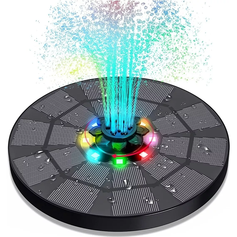 Fuente Luz Solar Y Luz Led Boquilla 3w Baño Pajaros 19cm Dia Negro 1