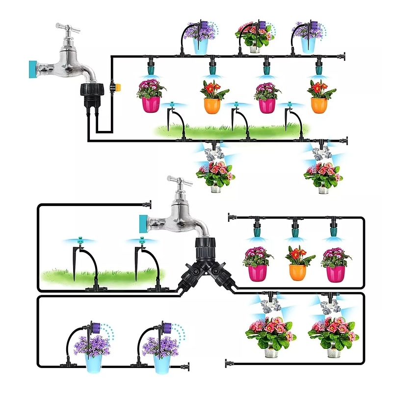 Kit Sistema Riego Jardín Goteo 163piezas-40mtrs- 1/4 -30boq 4