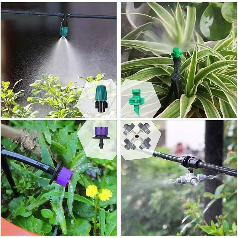 Kit Sistema Riego Jardín Goteo 163piezas-40mtrs- 1/4 -30boq 6