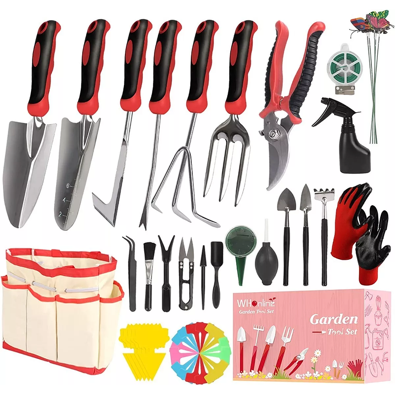 Kit Full Herramientas Jardín Siembra x62 piezas Aluminio más Bolso 2