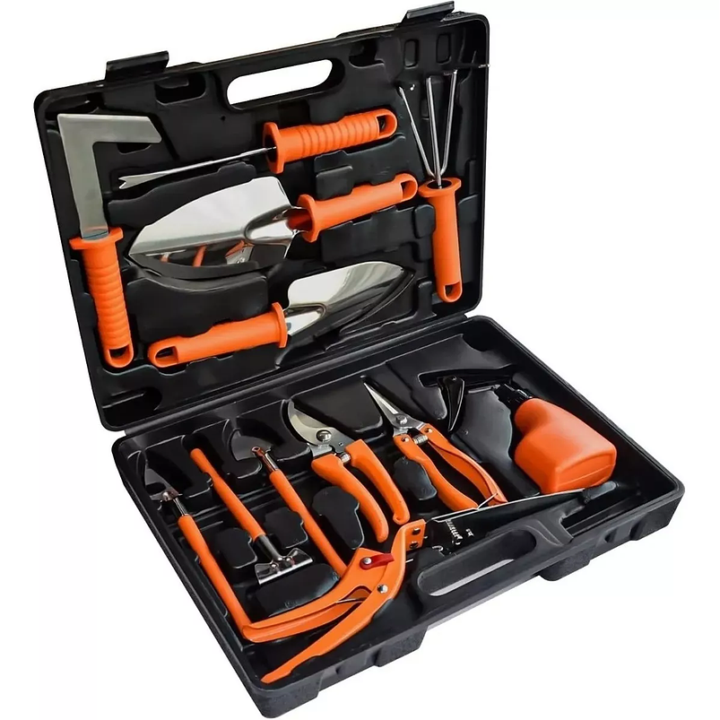 Kit Herramientas Jardinería x12 Piezas en Acero más Estuche 1