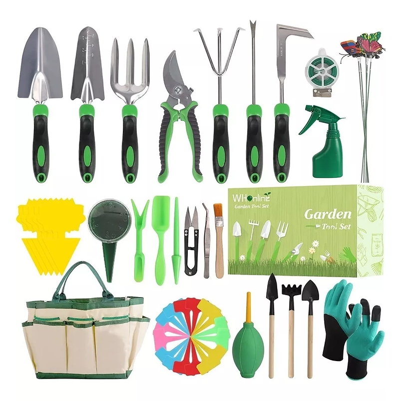 Kit Full Herramientas Jardín Siembra x62 piezas Aluminio más Bolso 3