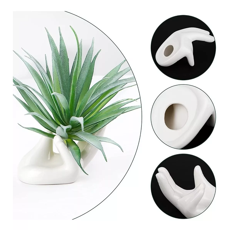 Maceta Para Plantas Aéreas Diseño Mano En Cerámica Fina 8