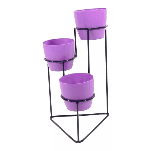 Soporte De Mesa Para Plantas más 3 Macetas 9cm Diametro Soporte Negro 1