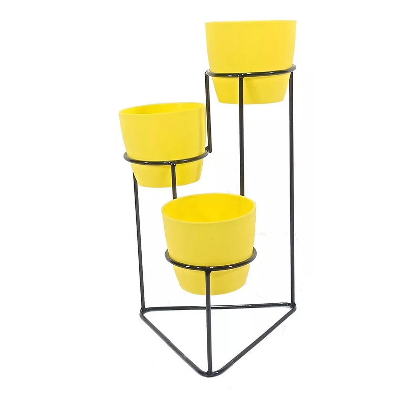 Soporte De Mesa Para Plantas más 3 Macetas 9cm Diametro Soporte Negro 2