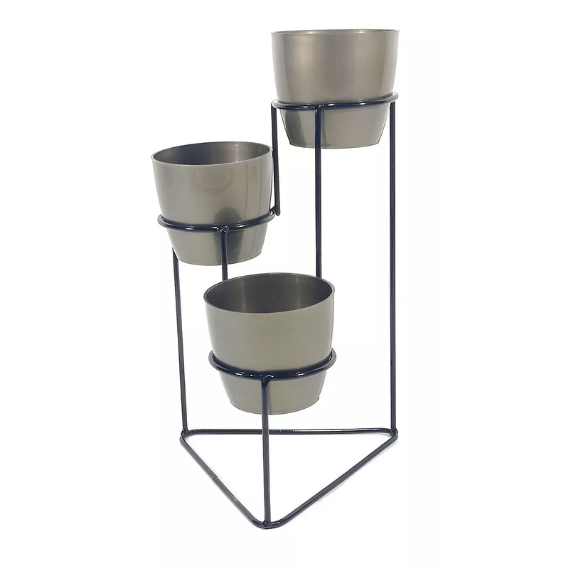 Soporte De Mesa Para Plantas más 3 Macetas 9cm Diametro Soporte Negro 8