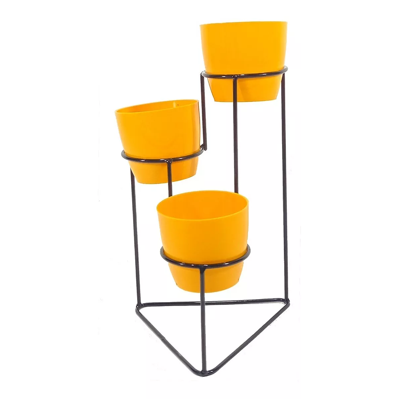 Soporte De Mesa Para Plantas más 3 Macetas 9cm Diametro Soporte Negro 9