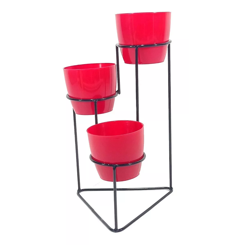 Soporte De Mesa Para Plantas más 3 Macetas 9cm Diametro Soporte Negro 10