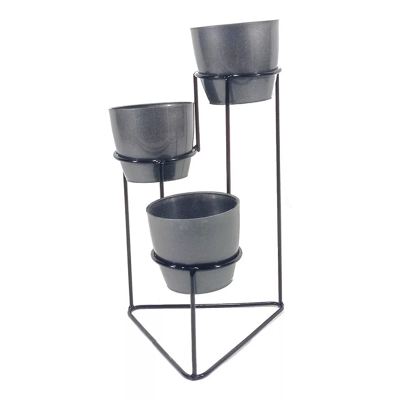 Soporte De Mesa Para Plantas más 3 Macetas 9cm Diametro Soporte Negro 11