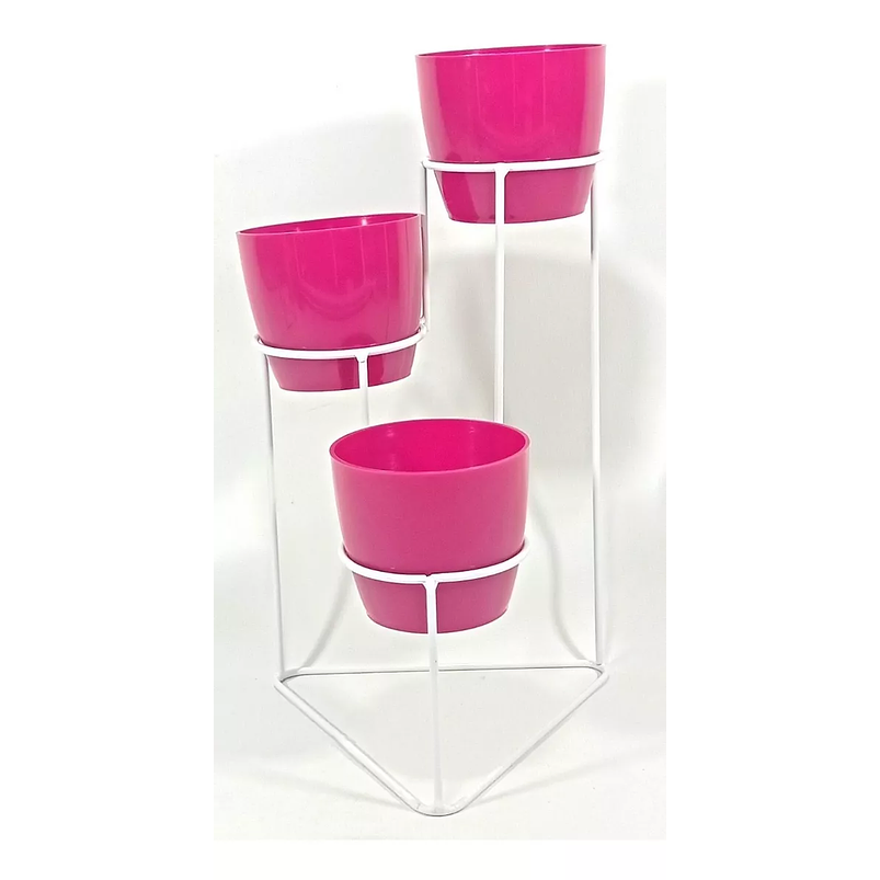 Soporte De Mesa Para Plantas más 3 Macetas 9cm Diametro Soporte Blanco 2